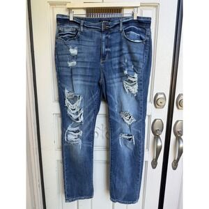 Judy Blue Boyfriend Fit Distressed Ripped Jeans Medium Wash Size 16W
